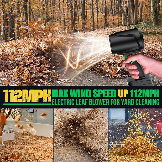 Turbo Dryer Blower for Car, Electric Cordless Leaf Blower with Led, Infinitely Variable Speed, 1300G Max Thrust, 21V 4.0Ah Battery Pack, Perfect for Car Drying, Yard Cleanup