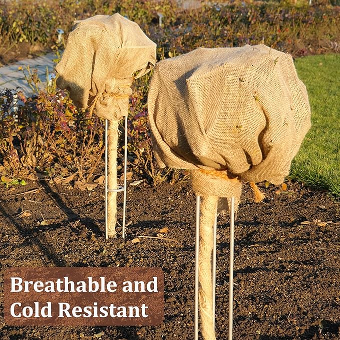 Sunnyglade 40in x 45ft Gardening Burlap Fabric, Winter Frost Natrual Burlap Plant Covers Freeze Protection, Shrub Potted Plants Cold Resistant Blankets, Suitable for Party Home Decorations (40in*45FT)
