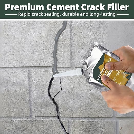 Oriflame Concrete Crack Filler: Self-Leveling Cement Crack Filler - High Elasticity & Weather-Resistant Waterproof Repair Sealant for Driveway/Walkway/Patio/Joint/Outdoor/Indoor - Grey (2 PCS)