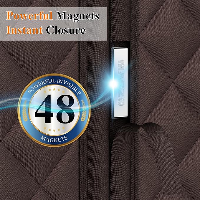 Customizable Magnetic Thermal Insulated Door Curtain, 5 Layers Oxford&Cotton Cover Blanket Insulation for Winter/Doorway/Attic/Patio/Sliding Glass/Front/Back/French Doors, Keep Cold Air Out, Brown