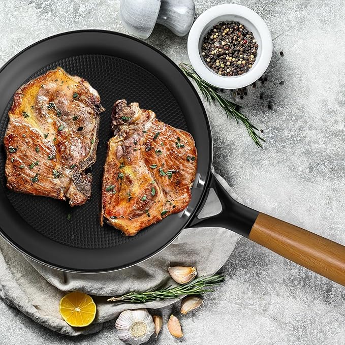 10" Cast Iron Skillet, Nonstick Frying Pans with Detachable Handle, Oven & Dishwasher Safe, Works with All Gas, Electric and Induction Stoves