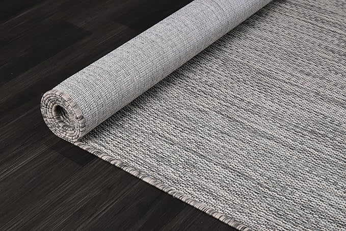 CAMILSON Outdoor Rug 6x9 Modern Area Rugs for Indoor and Outdoor Patios and Porches - Waterproof, Washable, Non-Shedding, Easy-to-Clean Outside Carpet (6 x 9, Solid - Silver Gray)
