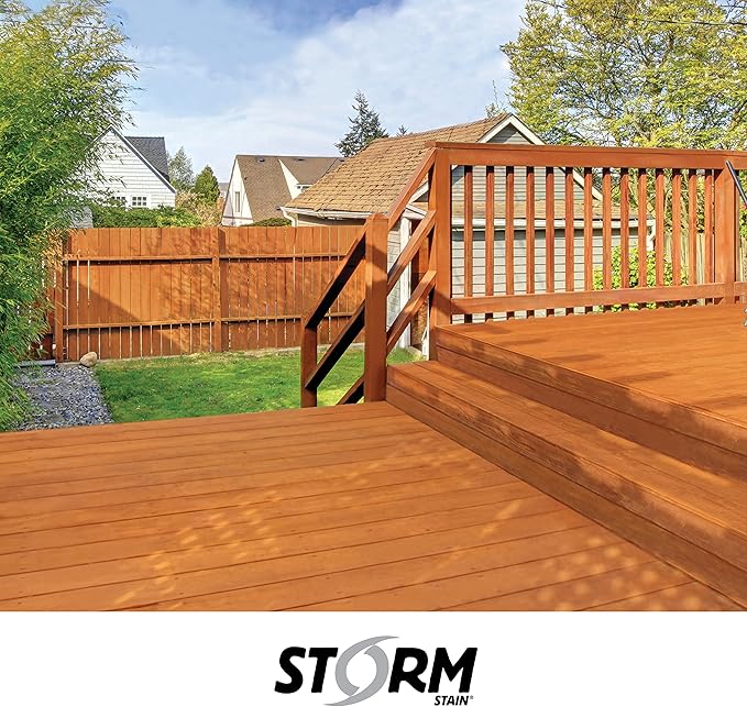 Storm Stain Protector - Golden Oak, 5 Gallons, Protects Outdoor Wood from Water & UV Rays, Siding, Fence & Deck Stain and Sealer, Outdoor Wood Stain and Sealer