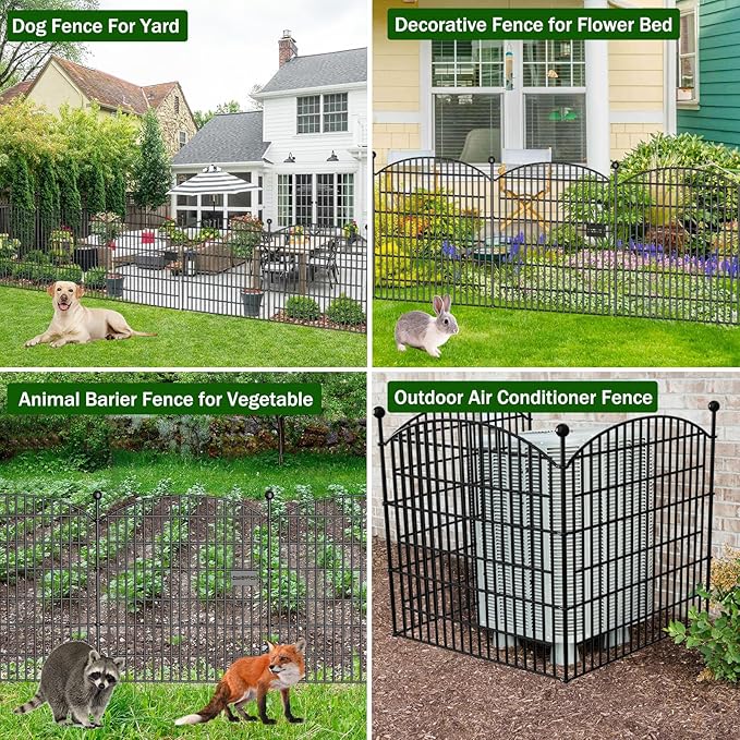 15 Panels Decorative Garden Fence with Gate - 32 in (H) x 35.4 ft (L) No Dig Dog Fence Outdoor for Yard, Rustproof Tall Garden Fencecing Panels, Animal Barrier Suitable for Yard Border, Patio
