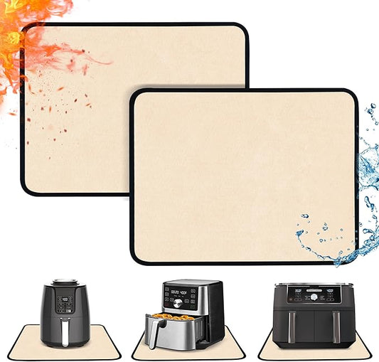 Heat Resistant Mats for Countertop - Fireproof 16x24in Heat Resistant Mats for Air Fryer - Kitchen Countertop Protector for Air Fryer, Coffee Maker, Stand Mixer, Toaster, Oven 2PCS - Khaki