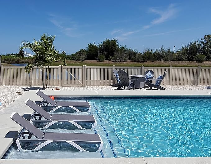 Kozyard Patio Chaise Lounge Chair - Full Flat Alumium & Resin Legs, Outdoor Reclining Adjustable Chair for Sunbathing, Patio, Beach, Lounge Without Table (Gray Textilene Without Table)