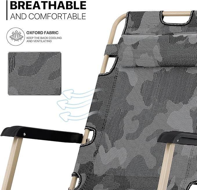 MoNiBloom Set of 2 Folding Reclining Patio Chair, 3-Position Patio Lounger Folding Chair with Footrest for Backyard Poolside Lawn, Red, 330lbs Capacity, Camouflage