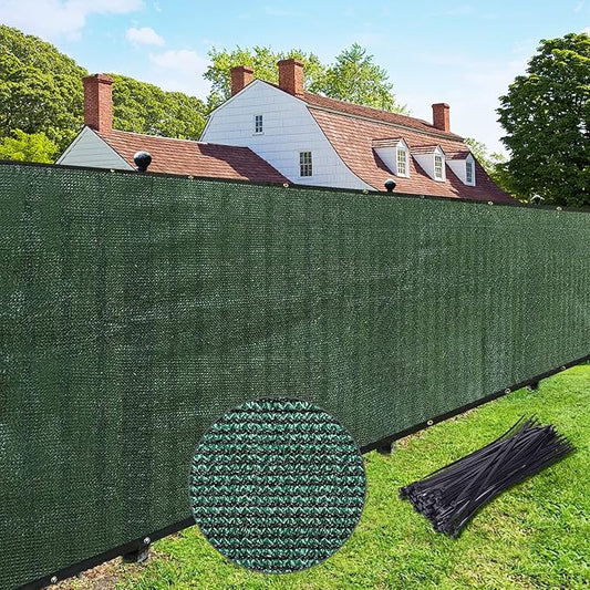 UPGRADE Privacy Fence Screen 6'x65' Dark Green Outdoor 90% Visibility Blockage 170 GSM Mesh Shade Cover Panels for Backyard,Balcony,Home Decoration with Zip Ties,Customized Avaliable