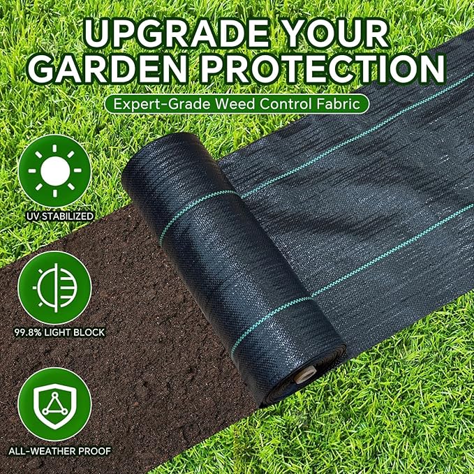 Weed Barrier Landscape Fabric Heavy Duty,3.2 OZ Premium Garden Weed Blocker Fabric for Weed Control, Plastic Ground Cover with Woven Weed Cloth,Durable Landscaping Fabric (1.4ft x 100ft)