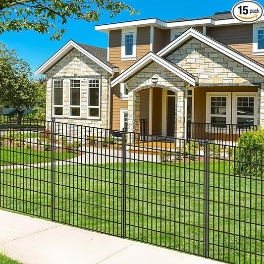 15 Panels No Dig Garden Fence with Gate, 40 in(H) X 36.3 ft(L) Metal Fence Panels, Thickened Rustproof Garden Fencing, Animal Barrier Fence for for Dogs, Rabbits, Landscape, Patio