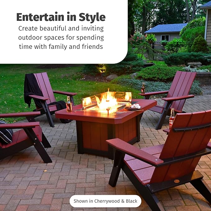 LuxCraft 51" Lumin Rectangular Gas Propane Fire Pit Table for Outdoor Patio with Tempered Glass Wind Guard and Stainless Steel Burner Cover - Amish Made in USA (Weatherwood)
