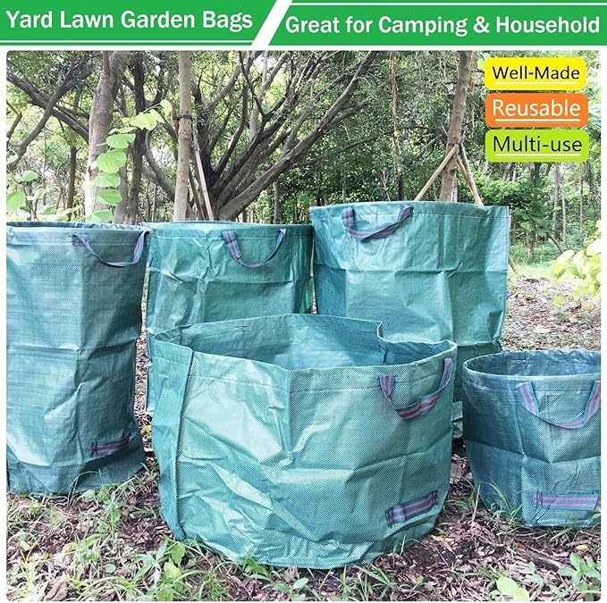 Professional 2-Pack 106 Gallon Yard Lawn Garden Bags Large (D31, H31 in) Yard Waste Bags with Gardening Gloves, Big Leaf Bag,Lawn Debris Bags,Garden Trash Container,Grass Clippings,Weeds Bag 4 Handles