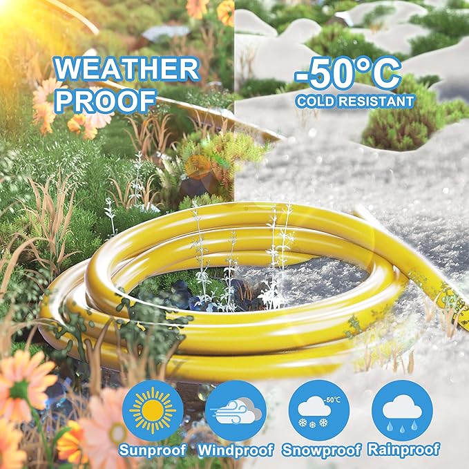 HUANCHAIN 50 FT 12/3 Gauge Heavy Duty Outdoor Extension Cord Waterproof with Lighted end, Flexible Cold-Resistant 3 Prong Electric Cord Outside, 15Amp 1875W 12AWG SJTW, Yellow, ETL