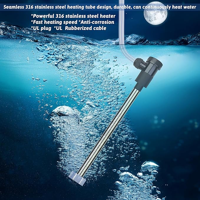 2000W Immersion Water Heater Portable Electric Hot Tub and Pool Submersible Water Heater with Temp Control, WiFi Timer for Bathtub, Spa, Swimming pool, above ground pool and baptismal pool
