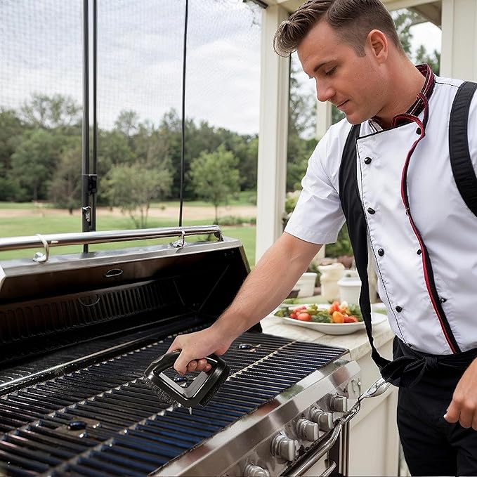 4-in-1 Grill Brush [Bristle-Free Sponge Pad & Wire] Combined BBQ Brush,Ultra Safe & Heavy-Duty Grill Cleaner for Outdoor Grill Grill Brush and Scraper Grill Accessories Gifts for Men/Dad