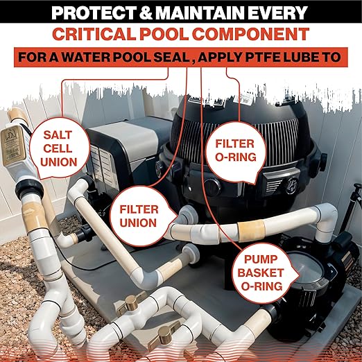 Swimables 5 oz Pool PTFE Lube - PTFE-Based Sealant for Pool o Ring Lube, Gaskets & Pools Equipment - Long Lasting Magic Lubes for Pools Filter Lubes, Spa Pumps - Waterproof & Non-Melting - 1 Pack