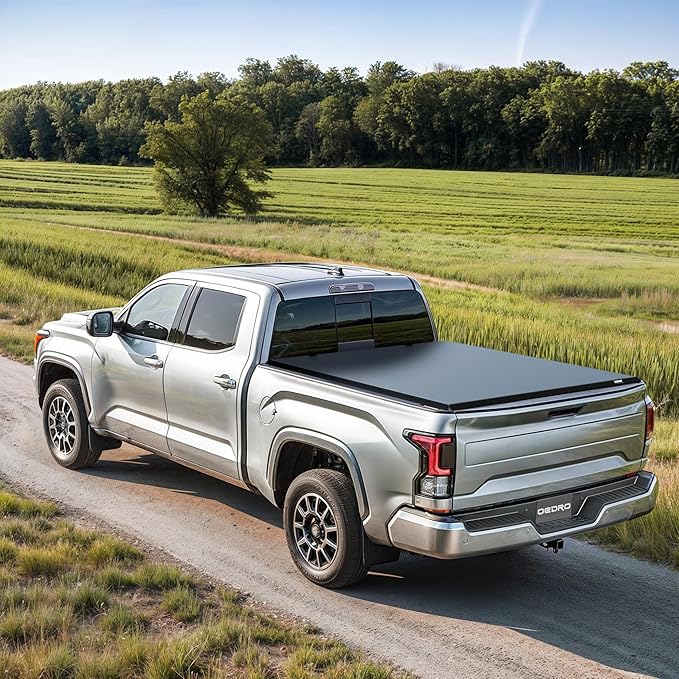 oEdRo Tri-Fold Truck Bed Soft Tonneau Cover Compatible with 2019-2025 Chevy Silverado 1500 / GMC Sierra 1500 New Body Style, Fleetside 5.8 Feet Bed w/o Multi-Flex Tailgate