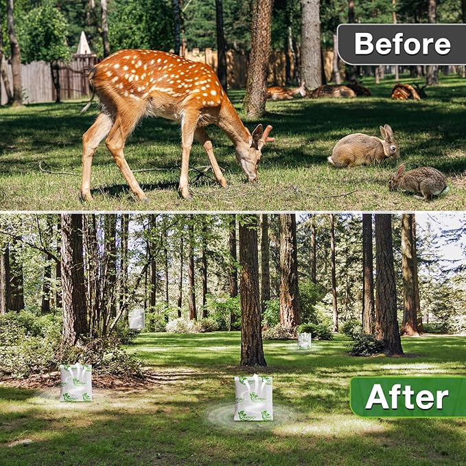 Deer Repellent, Rabbit Repellent Pouches, 10Pack Peppermint Oil to Repel Deer and Rabbit, Keep Deer and Rabbit Away from Yard and Garden, Outdoor Use