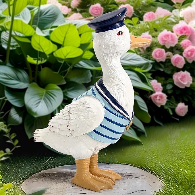 Leekung Garden Duck Statues for Outdoor Decorations,Porch Duck Figurine Sculptures for Garden Decor,Animal Statue Beach Nautical Decor Accents for Indoor Outside Porch Patio Yard Lawn Home Shelf