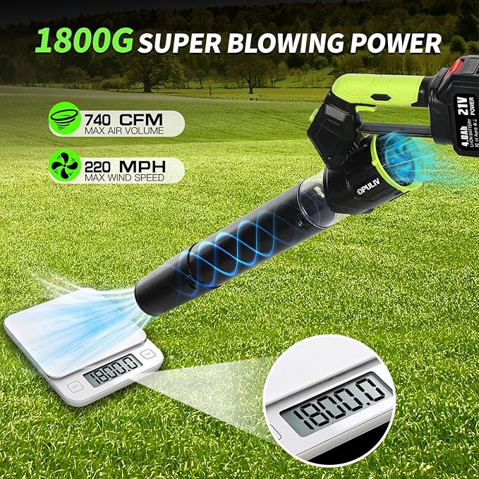 Leaf Blower Cordless, Electric Cordless Leaf Blower w/ 2 Batteries & Charger, 4 Wind Speed, 2 Handheld Modes, 4.0/5.0AH Battery, Lightweight Blowers for Patio Cleaning, Lawn Care, Yard, Garage