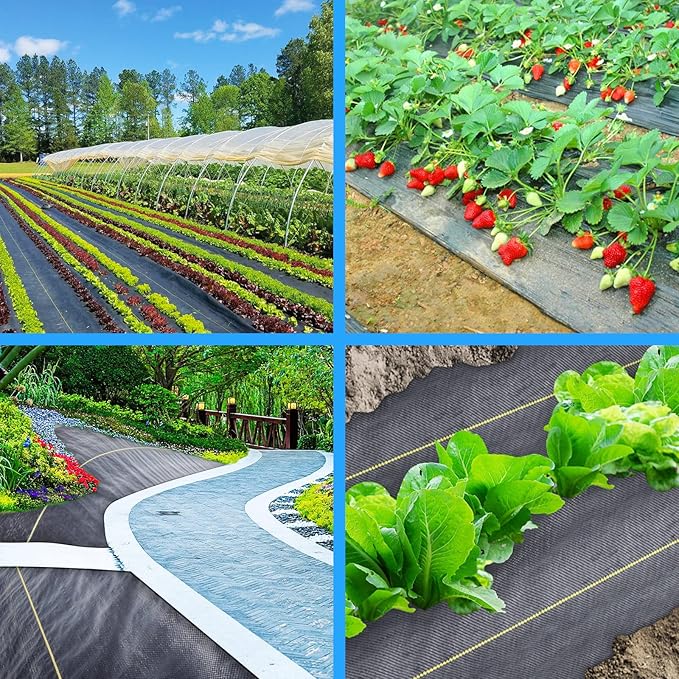 Custom Size 3.5oz Weed Barrier Landscape Premium Fabric-Heavy Duty Woven Ground Cloth with Superior Permeability Weed Control Convenient Design, No Cutting, No Messy Trimmings, Zero Waste