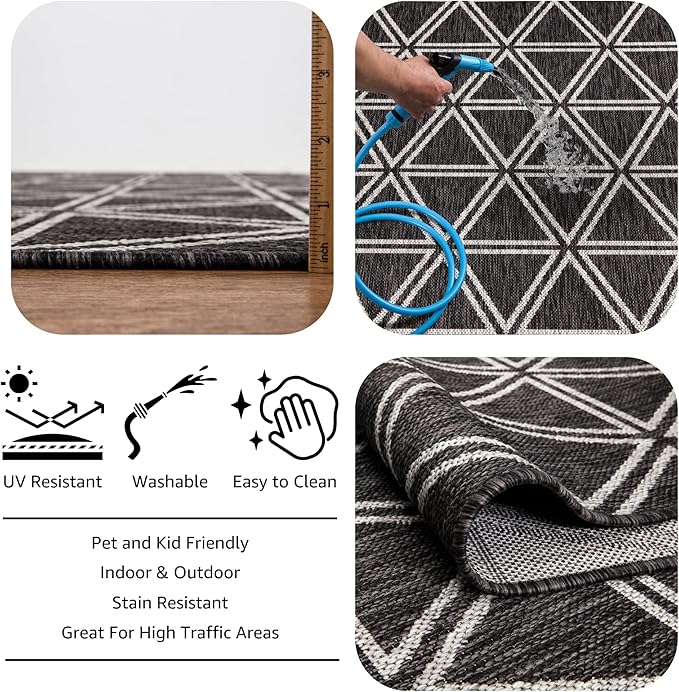Keen Home Design Outdoor Runner Rug - 2x10 Washable Indoor/Outdoor Rug for Patio, Balcony, Kitchen, Garden, Beach, Deck and Porch. Size: 2'2" x 9'11"