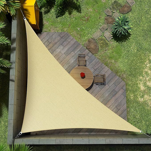 Amgo 12' x 12' x 17' Beige Right Triangle Sun Shade Sail Canopy Awning Cloth AGTAPRT12 - UV Blockage, Water & Air Permeable, Heavy Duty Commercial Grade, Outdoor Patio Garden (We Make Custom Size)