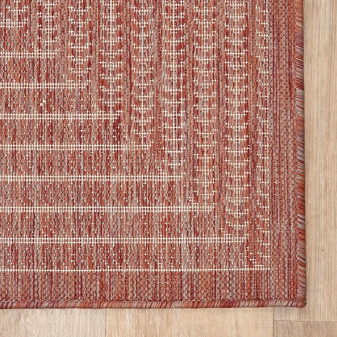 Adiva Rugs Outdoor Indoor Area Rug, Weather Resistant, Easy to Clean, Stain Resistant Floor Mat for Dining Room, Backyard, Deck, Patio (Copper Weiss, 5' x 7')