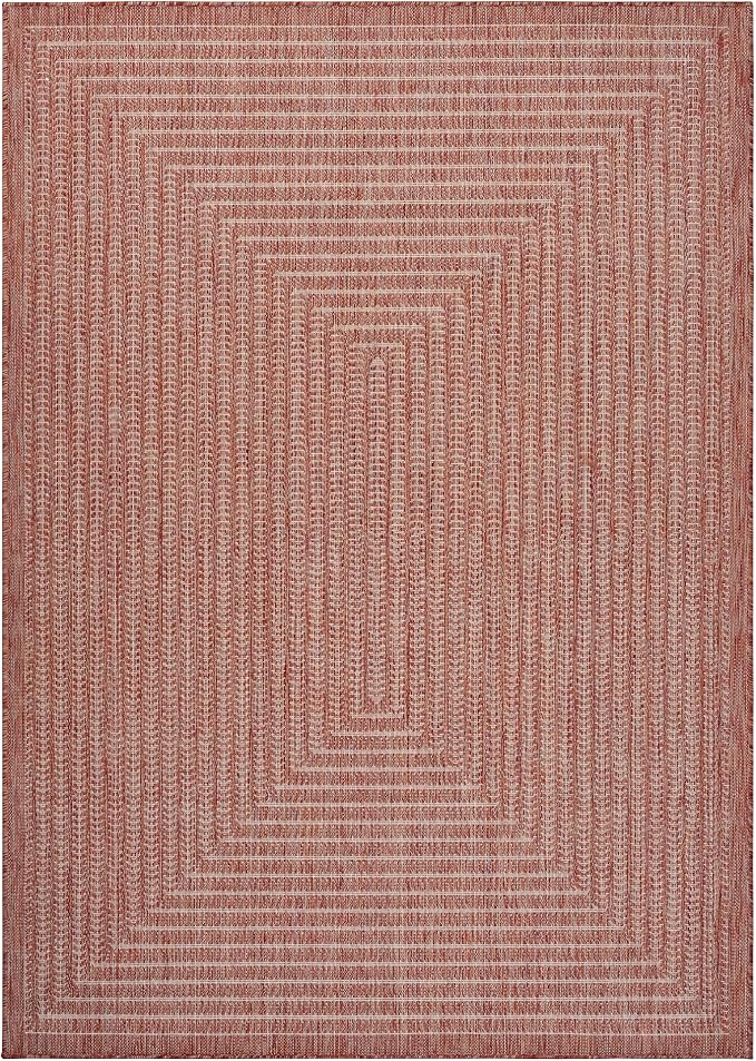 Adiva Rugs Outdoor Indoor Area Rug, Weather Resistant, Easy to Clean, Stain Resistant Floor Mat for Dining Room, Backyard, Deck, Patio (Copper Weiss, 5' x 7')