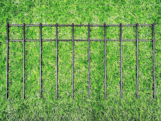 Adavin Small/Medium Animal Barrier Fence 25 Pack 20 in(L)X 10 in(H) Underground Decorative Garden Fencing,Dog Rabbits Fences Black Metal Fence Panel Ground Stakes for Outdoor Patio.Total Length 42 Ft