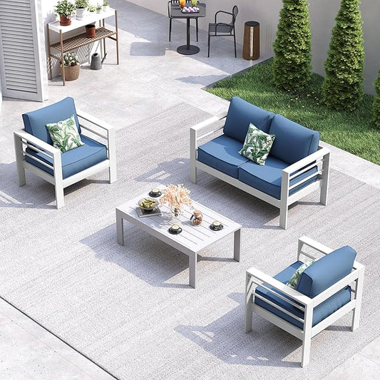 UDPATIO Aluminum Patio Furniture Set Oversize Outdoor Seating Set for Balcony(Include Waterproof Sofa Cover)